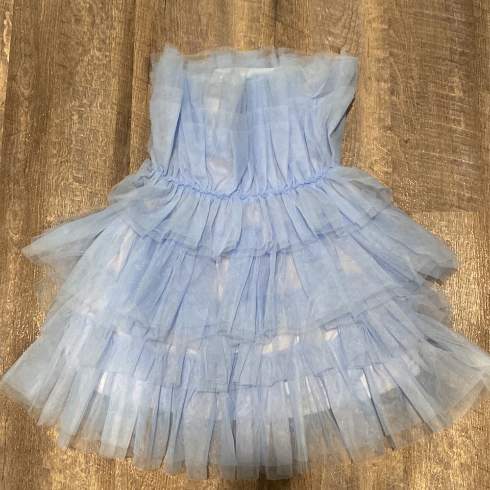 Blue tulle layered party dress